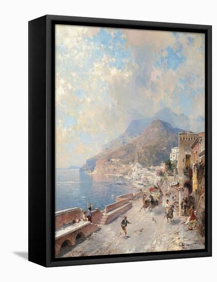 Gulf of Salerno, Amalfi-Franz Richard Unterberger-Framed Premier Image Canvas
