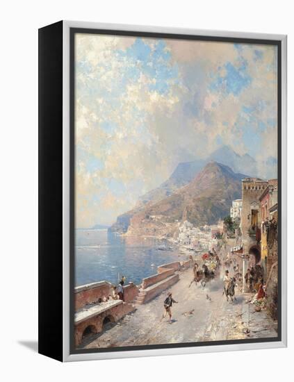 Gulf of Salerno, Amalfi-Franz Richard Unterberger-Framed Premier Image Canvas