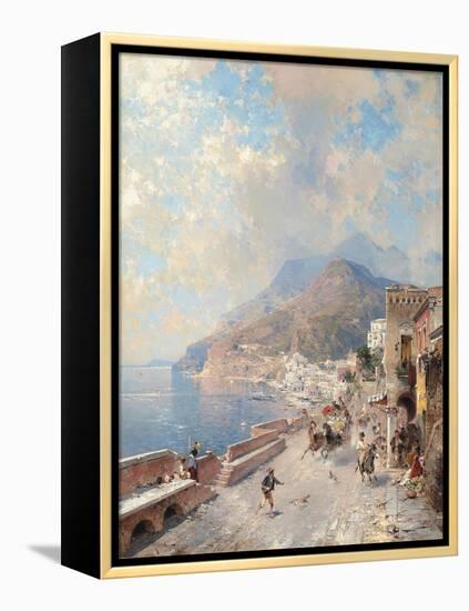 Gulf of Salerno, Amalfi-Franz Richard Unterberger-Framed Premier Image Canvas