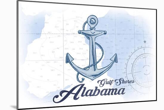 Gulf Shores, Alabama - Anchor - Blue - Coastal Icon-Lantern Press-Mounted Art Print