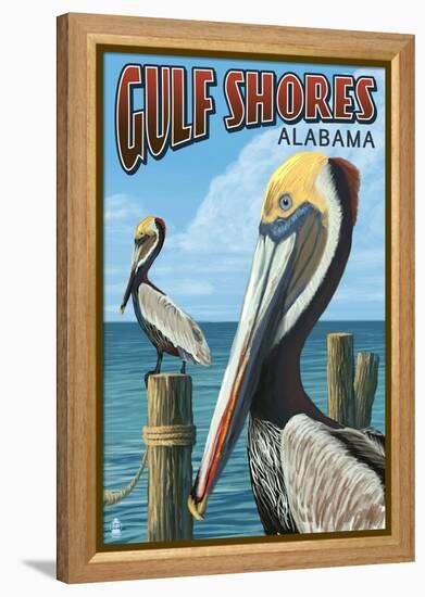 Gulf Shores, Alabama - Brown Pelican-Lantern Press-Framed Stretched Canvas