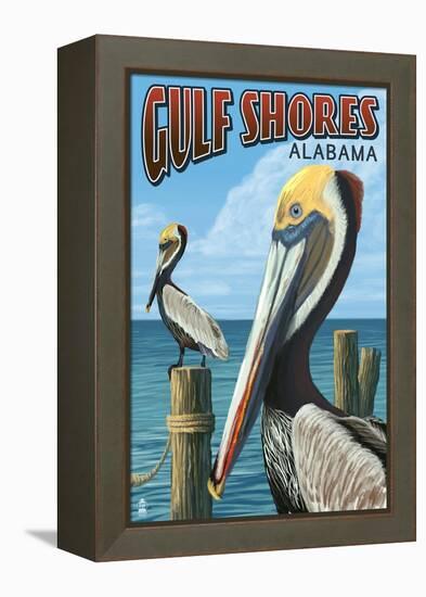 Gulf Shores, Alabama - Brown Pelican-Lantern Press-Framed Stretched Canvas