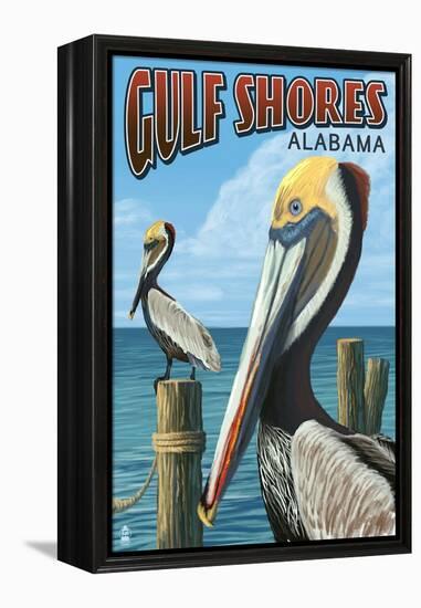Gulf Shores, Alabama - Brown Pelican-Lantern Press-Framed Stretched Canvas