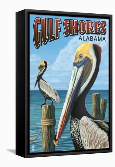 Gulf Shores, Alabama - Brown Pelican-Lantern Press-Framed Stretched Canvas