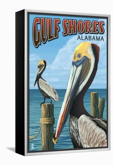 Gulf Shores, Alabama - Brown Pelican-Lantern Press-Framed Stretched Canvas