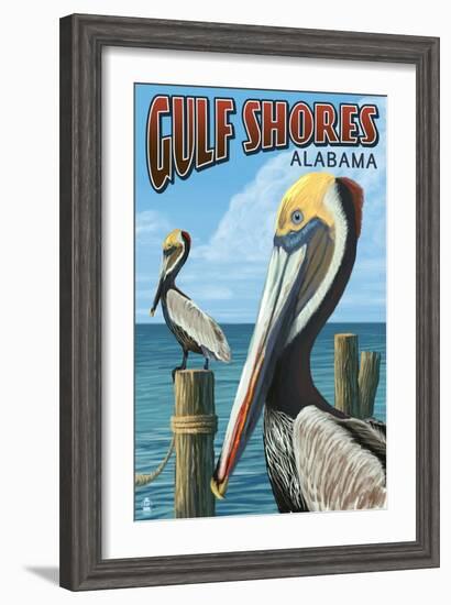 Gulf Shores, Alabama - Brown Pelican-Lantern Press-Framed Art Print