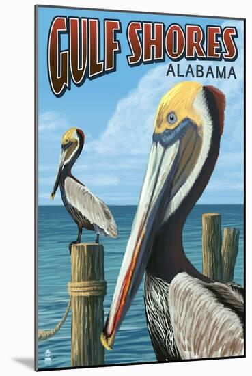 Gulf Shores, Alabama - Brown Pelican-Lantern Press-Mounted Art Print