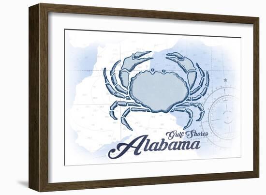 Gulf Shores, Alabama - Crab - Blue - Coastal Icon-Lantern Press-Framed Premium Giclee Print