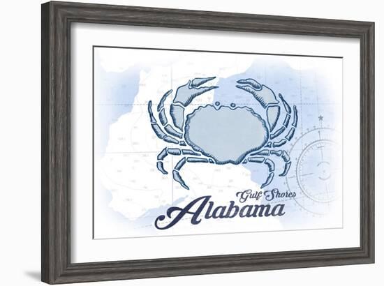 Gulf Shores, Alabama - Crab - Blue - Coastal Icon-Lantern Press-Framed Art Print