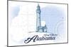 Gulf Shores, Alabama - Lighthouse - Blue - Coastal Icon-Lantern Press-Mounted Art Print
