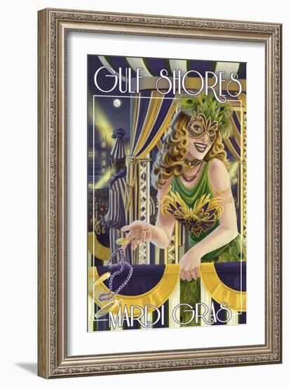 Gulf Shores, Alabama - Mardi Gras-Lantern Press-Framed Art Print