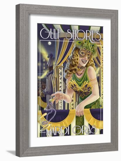 Gulf Shores, Alabama - Mardi Gras-Lantern Press-Framed Art Print