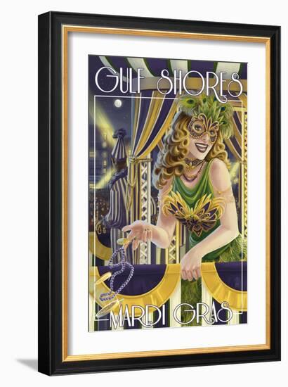 Gulf Shores, Alabama - Mardi Gras-Lantern Press-Framed Art Print