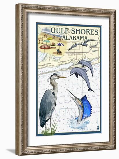 Gulf Shores, Alabama - Nautical Chart-Lantern Press-Framed Art Print