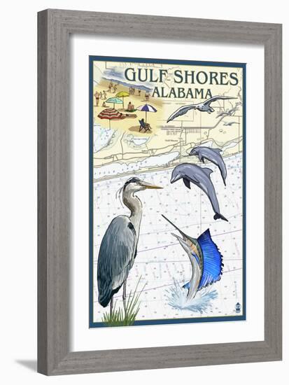 Gulf Shores, Alabama - Nautical Chart-Lantern Press-Framed Art Print
