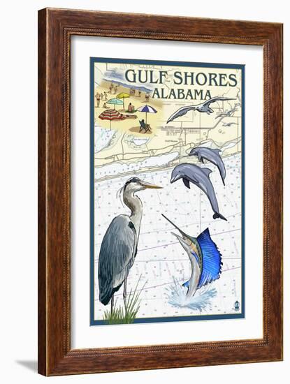 Gulf Shores, Alabama - Nautical Chart-Lantern Press-Framed Art Print