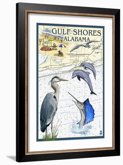 Gulf Shores, Alabama - Nautical Chart-Lantern Press-Framed Art Print