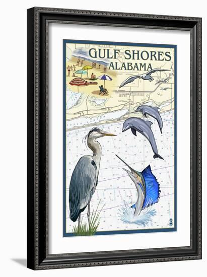 Gulf Shores, Alabama - Nautical Chart-Lantern Press-Framed Art Print