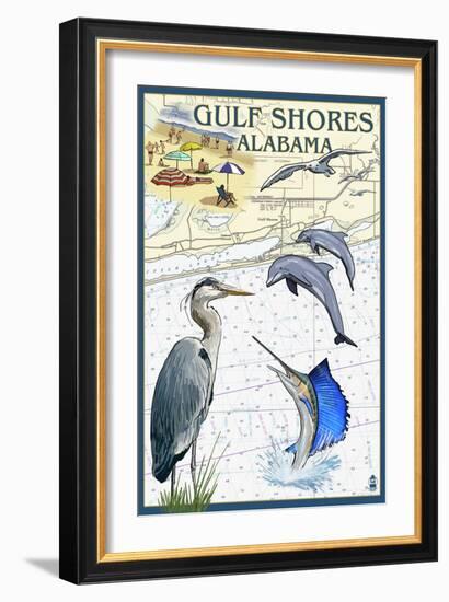 Gulf Shores, Alabama - Nautical Chart-Lantern Press-Framed Art Print