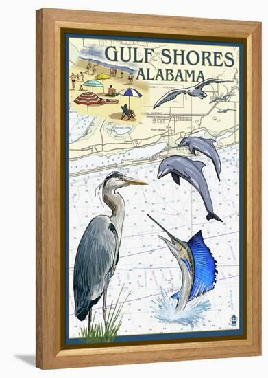 Gulf Shores, Alabama - Nautical Chart-Lantern Press-Framed Stretched Canvas