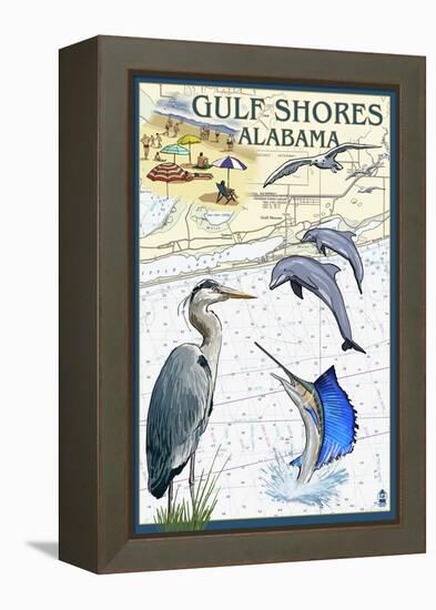 Gulf Shores, Alabama - Nautical Chart-Lantern Press-Framed Stretched Canvas