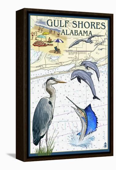 Gulf Shores, Alabama - Nautical Chart-Lantern Press-Framed Stretched Canvas