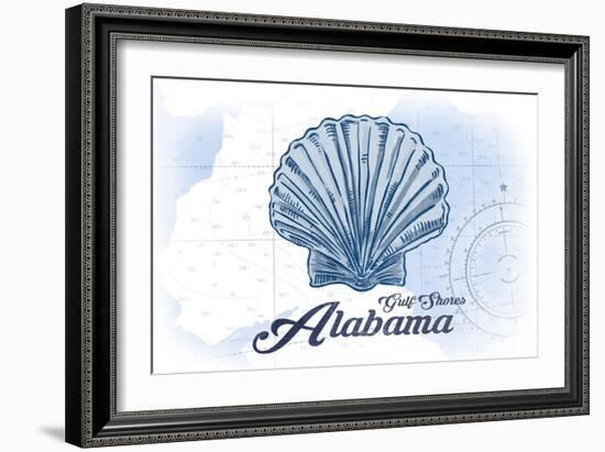 Gulf Shores, Alabama - Scallop Shell - Blue - Coastal Icon-Lantern Press-Framed Art Print