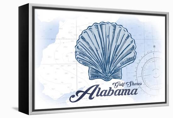 Gulf Shores, Alabama - Scallop Shell - Blue - Coastal Icon-Lantern Press-Framed Stretched Canvas