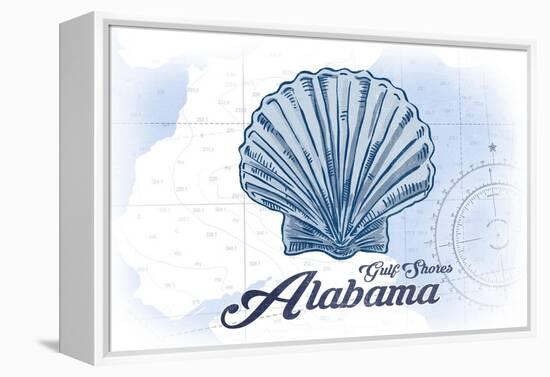 Gulf Shores, Alabama - Scallop Shell - Blue - Coastal Icon-Lantern Press-Framed Stretched Canvas