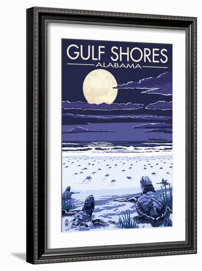 Gulf Shores, Alabama - Sea Turtles-Lantern Press-Framed Art Print