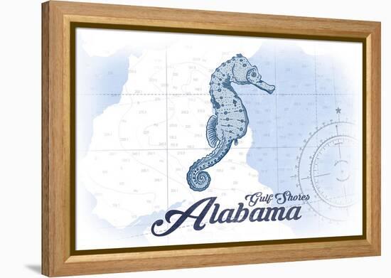 Gulf Shores, Alabama - Seahorse - Blue - Coastal Icon-Lantern Press-Framed Stretched Canvas