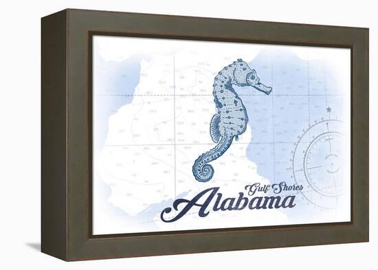 Gulf Shores, Alabama - Seahorse - Blue - Coastal Icon-Lantern Press-Framed Stretched Canvas