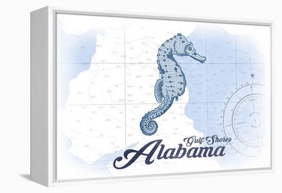 Gulf Shores, Alabama - Seahorse - Blue - Coastal Icon-Lantern Press-Framed Stretched Canvas