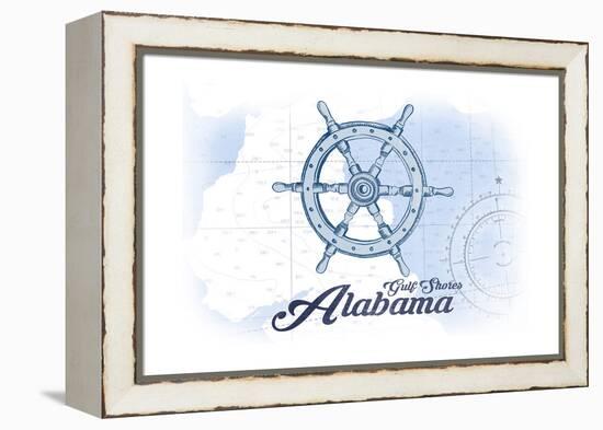 Gulf Shores, Alabama - Ship Wheel - Blue - Coastal Icon-Lantern Press-Framed Stretched Canvas