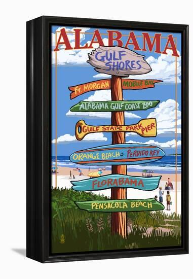 Gulf Shores, Alabama - Sign Destinations-Lantern Press-Framed Stretched Canvas