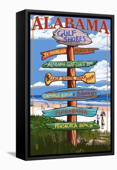 Gulf Shores, Alabama - Sign Destinations-Lantern Press-Framed Stretched Canvas