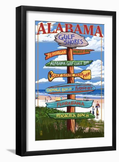Gulf Shores, Alabama - Sign Destinations-Lantern Press-Framed Art Print
