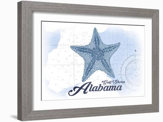 Gulf Shores, Alabama - Starfish - Blue - Coastal Icon-Lantern Press-Framed Art Print