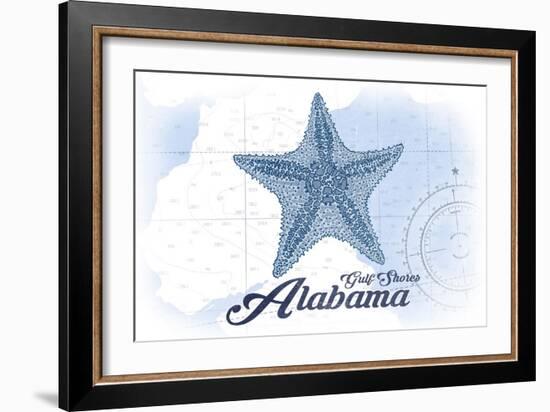 Gulf Shores, Alabama - Starfish - Blue - Coastal Icon-Lantern Press-Framed Art Print