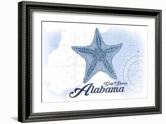 Gulf Shores, Alabama - Starfish - Blue - Coastal Icon-Lantern Press-Framed Art Print