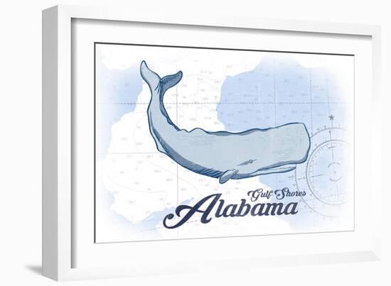 Gulf Shores, Alabama - Whale - Blue - Coastal Icon-Lantern Press-Framed Art Print