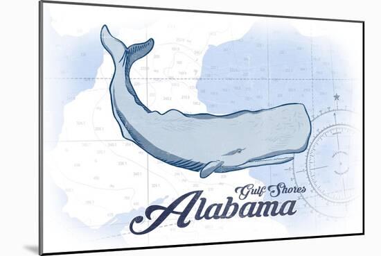 Gulf Shores, Alabama - Whale - Blue - Coastal Icon-Lantern Press-Mounted Art Print