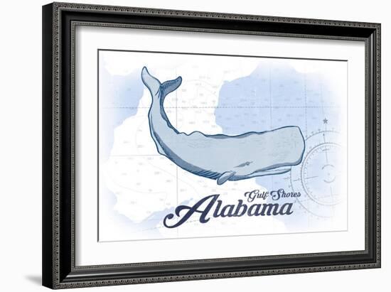 Gulf Shores, Alabama - Whale - Blue - Coastal Icon-Lantern Press-Framed Art Print