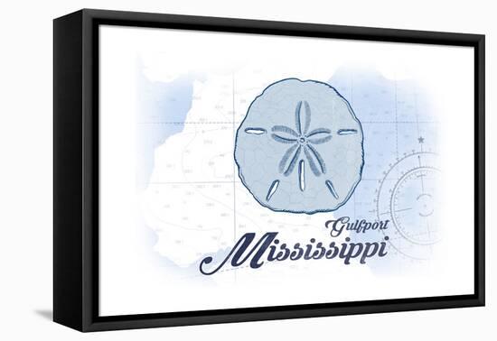 Gulfport, Mississippi - Sand Dollar - Blue - Coastal Icon-Lantern Press-Framed Stretched Canvas