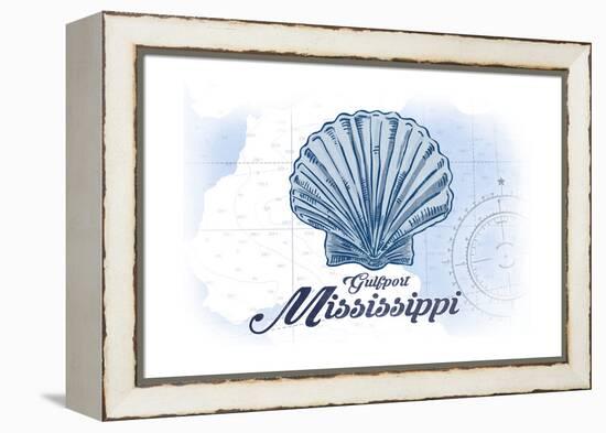 Gulfport, Mississippi - Scallop Shell - Blue - Coastal Icon-Lantern Press-Framed Stretched Canvas