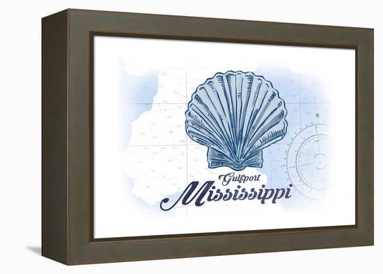 Gulfport, Mississippi - Scallop Shell - Blue - Coastal Icon-Lantern Press-Framed Stretched Canvas