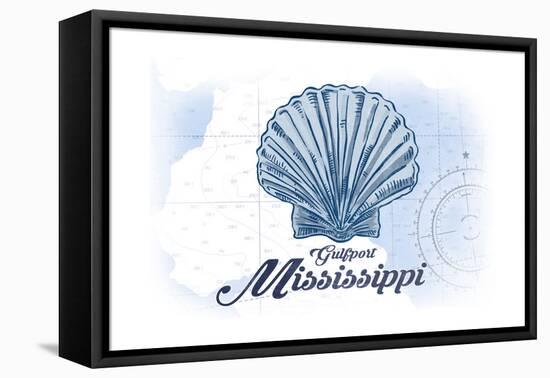 Gulfport, Mississippi - Scallop Shell - Blue - Coastal Icon-Lantern Press-Framed Stretched Canvas