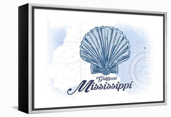 Gulfport, Mississippi - Scallop Shell - Blue - Coastal Icon-Lantern Press-Framed Stretched Canvas