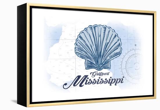 Gulfport, Mississippi - Scallop Shell - Blue - Coastal Icon-Lantern Press-Framed Stretched Canvas