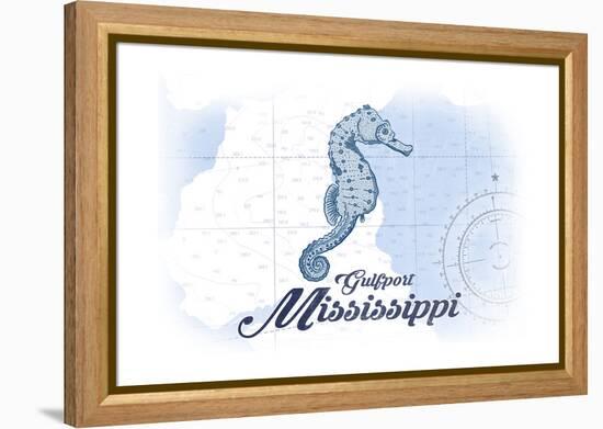 Gulfport, Mississippi - Seahorse - Blue - Coastal Icon-Lantern Press-Framed Stretched Canvas